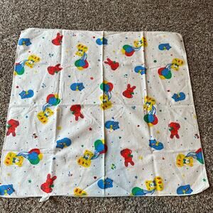 Vintage Riegel Baby Blanket Red Blue Yellow Green primary color 100% Cotton